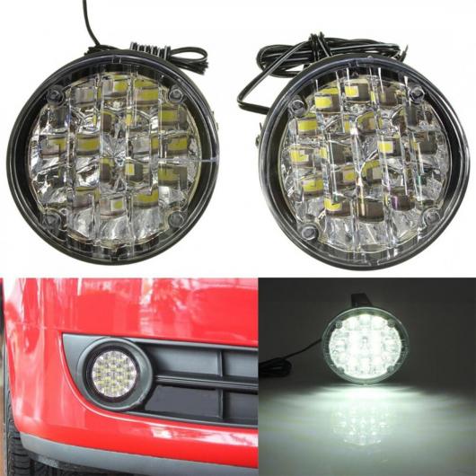 2ピース 12V 18 LED オート 車両 ホワイト ライト ラウンド ドライビング ランプ デイ タイム ランニング ライト LED フォグ ランプ ランプ 6000K～8000K AL-RR-7415 AL Car parts