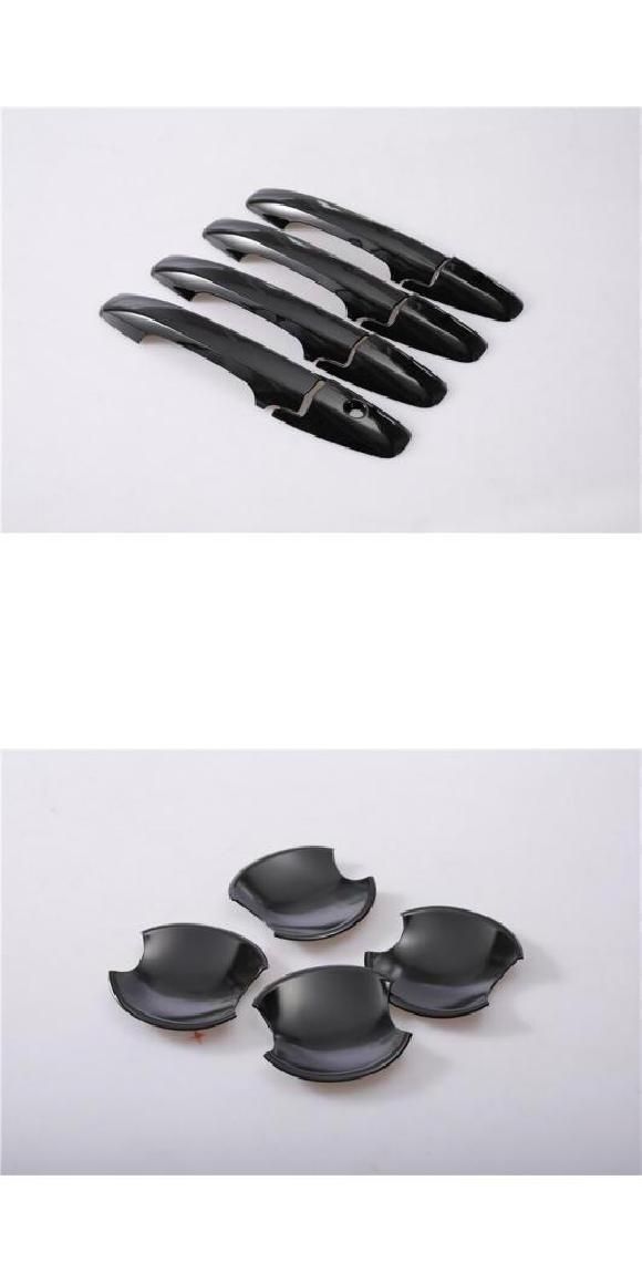 適用: ホンダ パイロット 2009 2010 2011 2012 2013 2014 光沢ブラック クローム ドア ハンドル カバー インテリア トリム スタイリング ブラック ハンドル・ブラック ボウル AL-RR-1369 Car parts