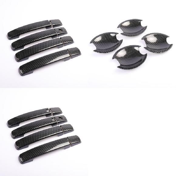 適用: 日産 アルティマ 2007-2012 カーボンファイバー クローム ドア ハンドル カバー ステッカー スタイリング アクセサリー カーボン ボタンなし～カーボン 2ボタン AL-RR-1682 Exterior parts for cars
