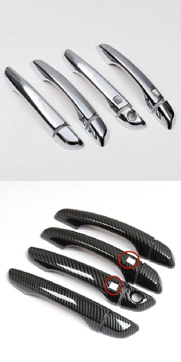 カーボンファイバー クローム ドア ハンドル カバー トリム ステッカー アクセサリー 適用: シトロエン/CITROEN C4 カクタス 2014 2015 シルバー 2センサー・カーボン 2センサー AL-RR-1930 Car parts