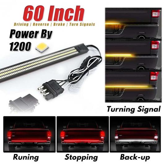 60 ユニバーサル トリプル LED アルミニウム ストリップ テールゲート バー レッド ドライビング ライト シーケンシャル アンバー ターンシグナル ホワイト ライト ブレーキ リア AL-HH-1595 Car parts