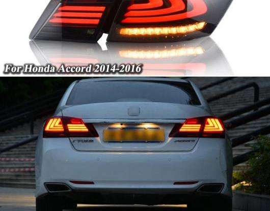 LED テールライト テールライト 適用: ホンダ アコード 9 2014 2015 2016 リア フォグランプ + ブレーキ ライト + リバース ライト + ダイナミック レッド ホワイト～ブラック AL-HH-1616 Car parts