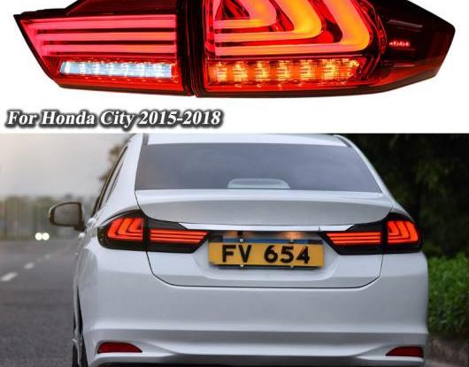 LED テールライト テールライト 適用: ホンダ シティ グレイス 2015-2018 リア ランニング ライト + ブレーキ ランプ + リバース + ダイナミック ターンシグナル ブラック・レッド AL-HH-1619 Car parts