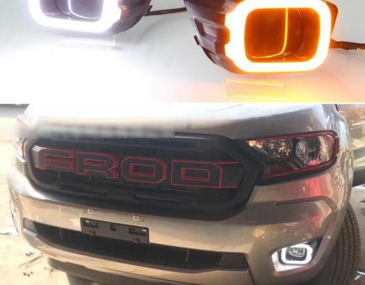 2ピース LED デイタイムランニングライト 適用: フォード/FORD レンジャー T8 2019 2020 イエロー チューニング シグナル リレー 防水 12V LED DRL ランプ AL-HH-1643 Car parts