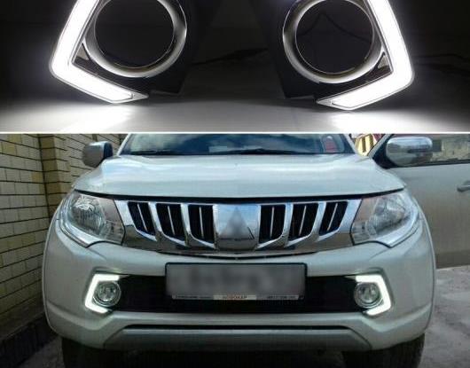 2ピース LED デイタイム ランニング 適用: 三菱 トライトン L200 2015 2016 2017 2018 調光 機能 リレー 12V LED DRL ランプ 防水 AL-HH-1648 Car parts