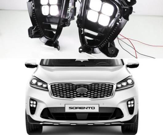 2ピース 適用: 起亜 ソレント 2018 2019 プラグ プレイ 12V DRL 防水 LED デイタイムランニングライト LED フォグランプ デイライト AL-HH-1696 Car parts