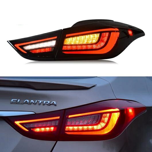 LED テールライト テールライト 適用: ヒュンダイ/現代/HYUNDAI エラントラ 2011-2016 リア ランニング ライト + ブレーキ ライト + リバース + ダイナミック ターンシグナル ブラック・レッド AL-HH-1705 Car parts