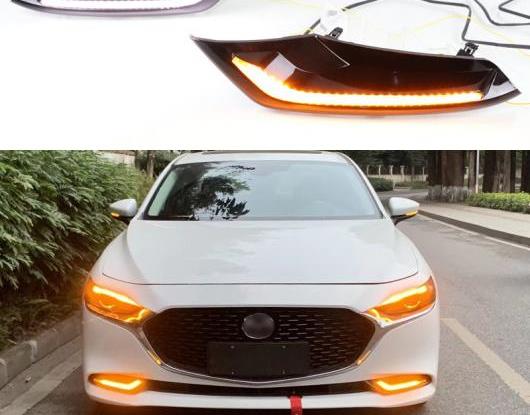 2ピース 適用: マツダ 3 アクセラ 2019 2020 ダイナミック ターン イエロー シグナル 機能 12V ABS 防水 DRL ランプ LED デイタイムランニングライト AL-HH-1777 Car parts