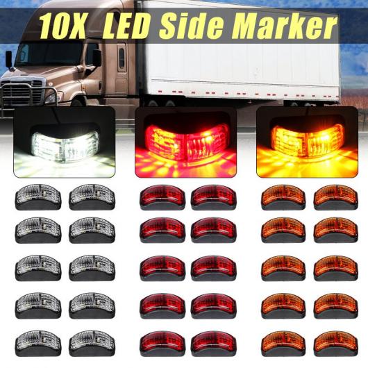 10ピース LED トラック サイドマーカーライト ランプ シグナル インジケーター 12V 24V E マーク 適用: トレーラー バン ローリー ホワイト~イエロー AL-HH-2062 Car parts