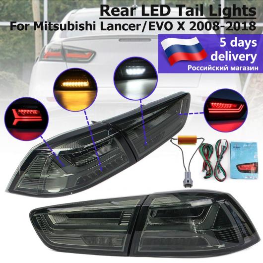 左＆右側 リア LED テールライト アセンブリ シグナル ブレーキ ストップ ランプ 適用: 三菱 ランサー/EVO X 2008-2017 DRL テールライト ブラック・レッド AL-HH-2065 Car parts