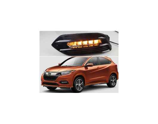 2ピース 適用: ホンダ HRV HR-V ベゼル 2019 2020 ダイナミック ターン イエロー シグナル リレー 防水 ABS DRL 12V LED デイタイムランニングライト AL-HH-1627 Car parts