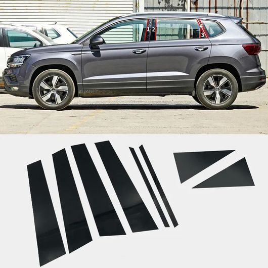 適用: フォルクスワーゲン/VOLKSWAGEN VW タオス 2021 2022 ウインドウ ピラー ステッカー ピース 装飾 セントラル 列 アクセサリー 8ピース SR-AA-0015 Exterior parts for cars