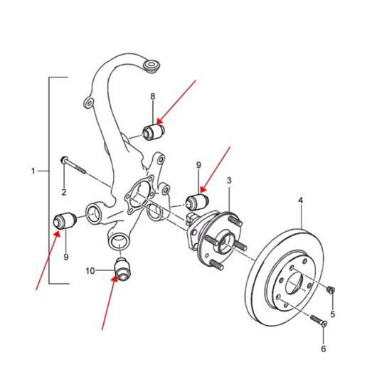 96328465 自動車 パーツ リア ホーン ラバー スリーブ ナックル ブッシング 適用: シボレー/CHEVROLET エピカ 96328503 96450022 4ピース SR-BB-9430 Car parts