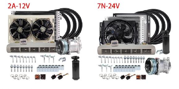 ユニバーサル エアコン エバポレーター アセンブリ キット-コンパチブル トラック/バス/RV/トレーラー 冷却 システム アルミニウム-カッパー 2A-12V・7N-24V SR-CC-1237 Car parts