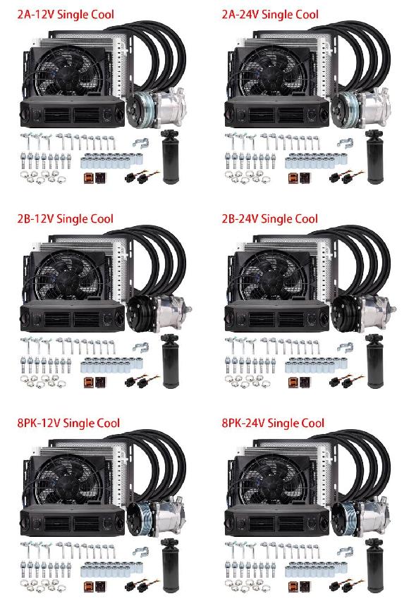 ユニバーサル 自動車 12V 24V エアコン キット 適用: トラック ミニバス バン トラクター ディガー RV 掘削機 エアコン 2A-12V シングル クール～8PK-24V シングル クール SR-CC-1379 Car parts
