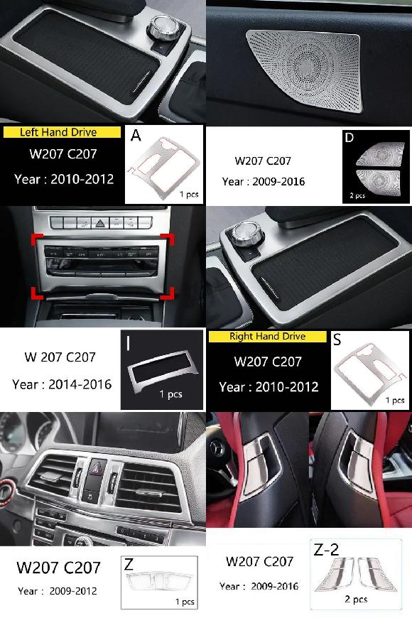 適用: メルセデス ベンツ E クラス クーペ W207 C207 ギアシフト エアコン吹き出し口 CD パネル フレーム カバー トリム ステッカー タイプA 左ハンドル用～タイプZ-2 SR-CC-4378 Interior parts for cars