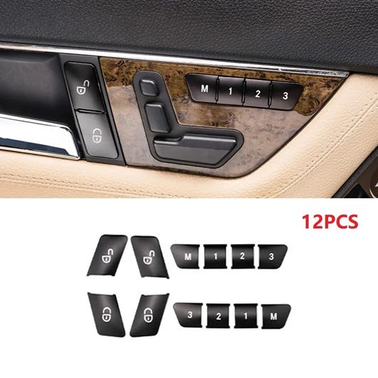 ブラック ドア ロック スイッチ ボタン ステッカー カバー 適用: メルセデス ベンツ A B C E ML GLK GLA クラス W204 W176 W212 自動車 ステッカー 12ピース SR-CC-4527 Interior parts for cars