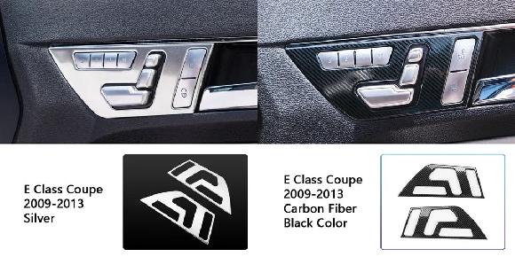 ステンレス スチール ドア シート アジャスター 調整 パネル 装飾 カバー トリム 適用: メルセデス ベンツ E クラス クーペ W207 C207 2009-2013 シルバー・カーボン調 SR-CC-4477 Interior parts for cars