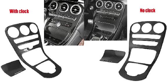 センター コンソール パネル カバー トリム 適用: メルセデス ベンツ C-クラス W205 C180L C200 C300 2015-2018 ABS カーボン ステッカー 装飾 時計あり・時計なし SR-CC-4683 Interior parts for cars|オートパーツエージェンシー2号店