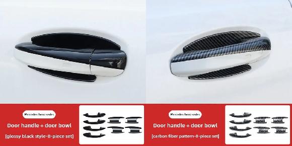 シルバー クローム エクステリア ドア ハンドル カバー トリム キャップ キット 左ハンドル用 適用: メルセデス ベンツ CLA/A-クラス/C-クラス/E-クラス/GLC/GLB タイプC・タイプF SR-CC-4797 Exterior parts for cars