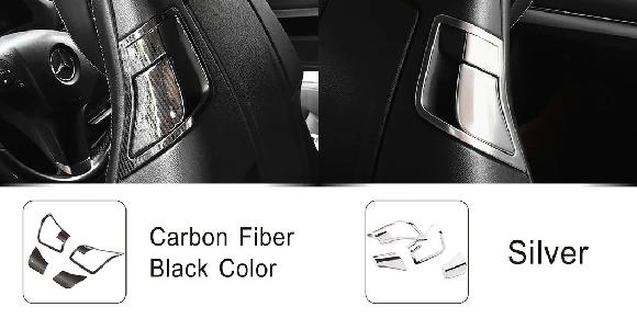 ステンレス スチール カーシート バック アジャスター パネル フレーム トリム 適用: メルセデス ベンツ E クラス クーペ W207 2009-2016 カーボン調 ブラック・シルバー SR-CC-4825 Interior parts for cars
