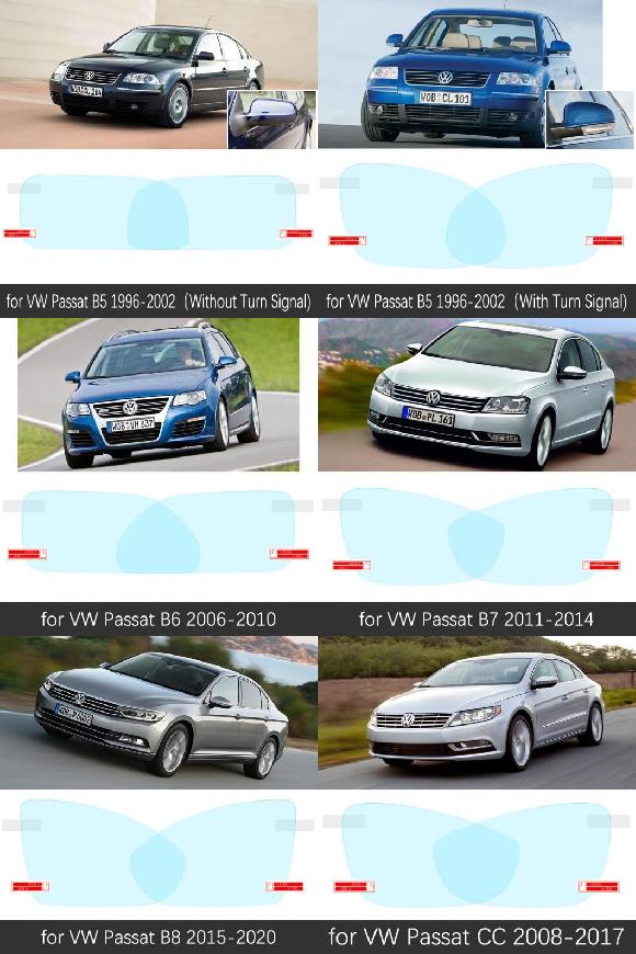 適用: フォルクスワーゲン/VOLKSWAGEN パサート B5 B5.5 B6 B7 B8 CC 1997-2020 フル カバー バックミラー ミラー 防雨 防曇 B5 ウインカーなし～パサート CC 2008-2017 SR-CC-5149