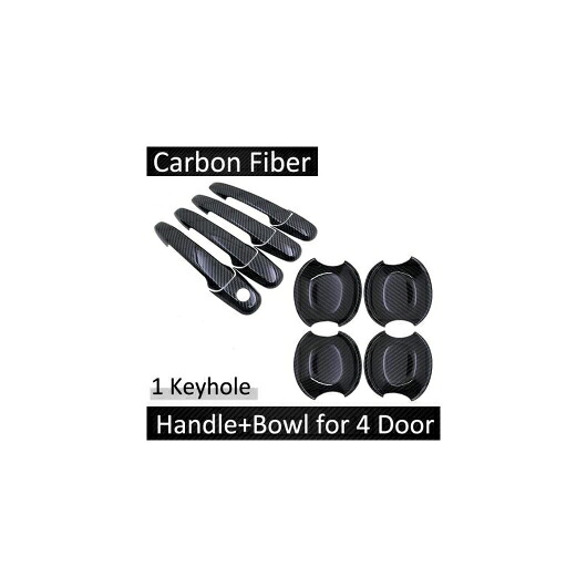 ブラック カーボン ドア ハンドル カバー 適用: フォード/FORD フレックス 2008-2019 2014 2015 2016 2017 2018 ステッカー トリム セット クローム ハンドル ボウル 4ドア SR-CC-5288 Exterior parts cars