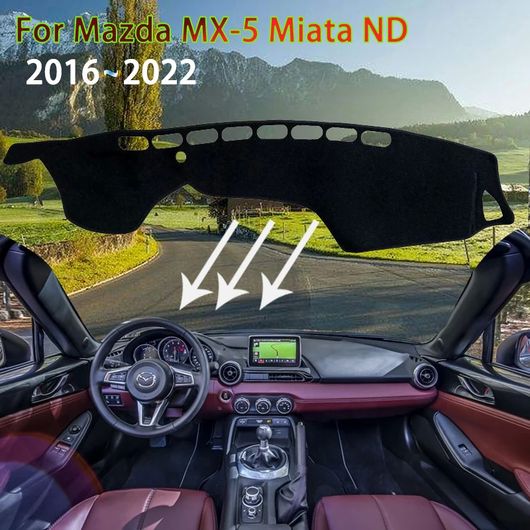 適用: マツダ MX-5 ロードスター ミアータ ND 2016-2022 2017 2018 2019 ダッシュボード カバー パッド 防塵 滑り止め 右ハンドル用・左ハンドル用 フランネル オール ブラック SR-CC-5412 Interior parts for cars|オートパーツエージェンシー2号店