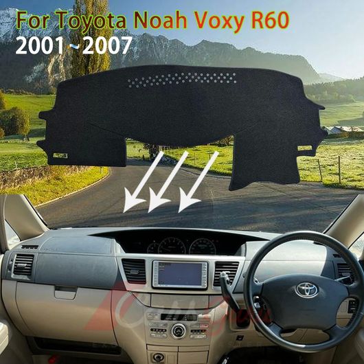 適用: トヨタ ノア ヴォクシー R60 2001-2007 2005 オート ダッシュボード カバー サンシェード 滑り止め マット カーペット 右ハンドル用・左ハンドル用 フランネル オール ブラック SR-CC-5435 Interior parts for cars