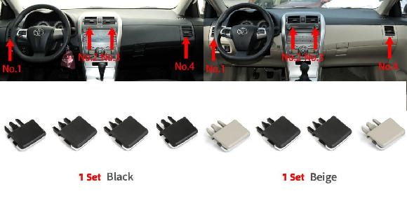 エアコン 通気口 アウトレット パネル グリル カバー 適用: トヨタ カローラ アルティス E15 2007 2008 2009 2010 2011 2012 2013 1セット ブラック・1セット ベージュ ブラック SR-CC-7230 Interior parts for cars｜オートパーツエージェンシー2号店
