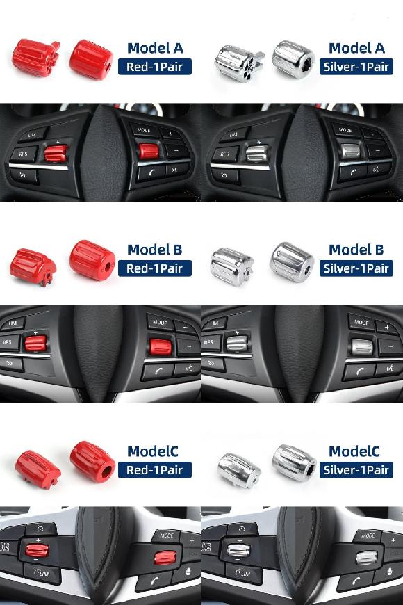 多機能 ステアリング ホイール キー コントロール ノブ ボタン 適用: BMW 3 4 5 GT 6 7シリーズ 2009-2018 61319229484 M A レッド 1ペア～M C シルバー 1ペア SR-CC-7733 Interior parts for cars