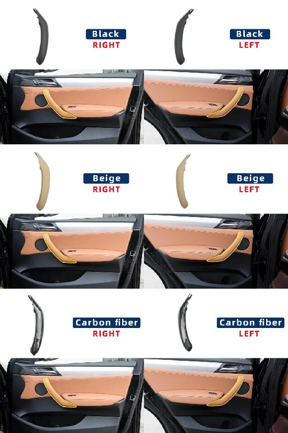インテリア ドア パネル カバー 右ハンドル用 左ハンドル用 メイン ドライバ ドア インナー ハンドル プル トリム 適用: BMW X3 X4 F25 F26 2010-2016 ブラック 右～カーボン 左 SR-CC-8047 Interior parts for cars