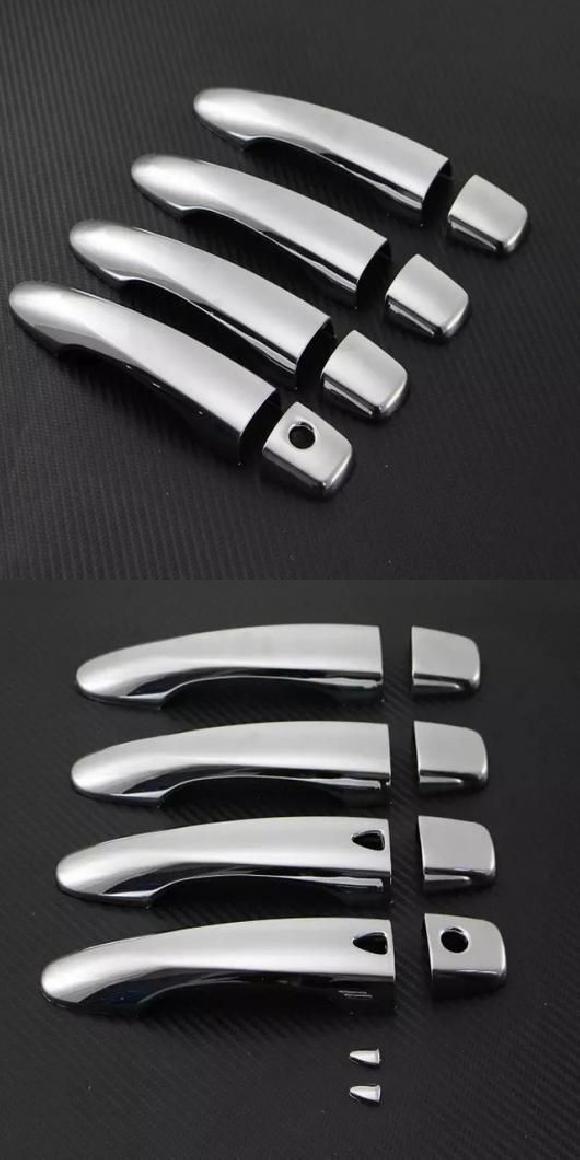 適用: 日産 ナバラ NP300 テラ キャシュカイ 2017 2018 2019 カーボンファイバー クローム ドア ハンドル カバー トリム スタイリング クローム 1 ホール・クローム 3 ホール SR-AA-3283 Car parts