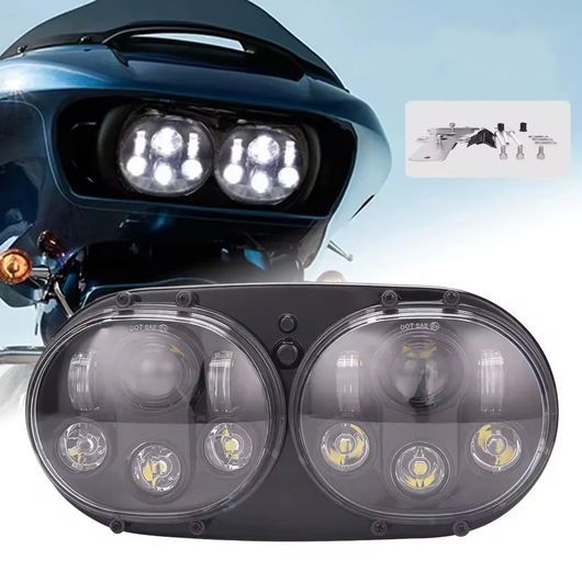 45W デュアル LED ヘッドライト 適用: ハーレー ロード グライド スーパー ブライト 6300LM ハイ-ロー ビーム IP67 防水 ドット SAE E-マーク SR-DD-4096 Car light｜オートパーツエージェンシー2号店