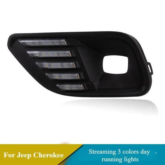 適用: ジープ/JEEP チェロキー/CHEROKEE 2018 2019 デイタイムランニングライト フロー ターン シグナル ナイト ブルー ライト 3 カラー フロント フォグ ライト ホワイト イエロー ブルー SR-DD-4156 Car light｜オートパーツエージェンシー2号店