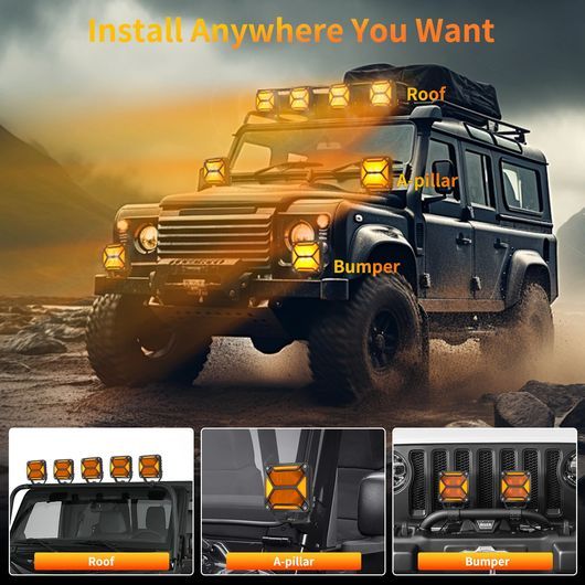 5インチ 2ピース オフ-ロード スポットライト LED DRL ワーク ライト 適用: ジープ/JEEP 適用: タンク 300 トラック 4X4 SUV ATV オートバイ ヘッドライト ドライビング ライト 2ピース SR-DD-4222 Car light｜オートパーツエージェンシー2号店 93,847円