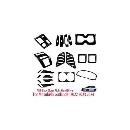 適用: 三菱 アウトランダー 2022 2023 2024 ABS ブラック 光沢 センター コンソール 装飾 カバー トリム ステッカー アクセサリー 右ハンドル用 9点セット SR-AA-3468 Interior parts for cars|オートパーツエージェンシー2号店