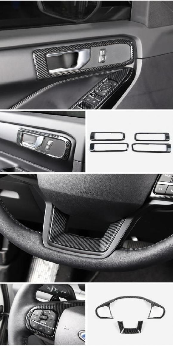 オート スタイリング アクセサリー 適用: フォード/FORD エクスプローラー 2021 2022 ABS カーボンファイバー インナー ドア ハンドル・ステアリング ホイール カバー SR-AA-3616 Interior parts cars