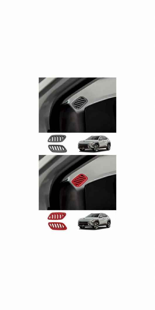 適用: ヒュンダイ/現代/HYUNDAI コナ 2024 2025 カーボンファイバー フロント ダッシュボード アッパー エアコン 吹き出し口 左 右 ABS カーボンファイバー・ABS レッド SR-AA-3785 Interior parts for cars