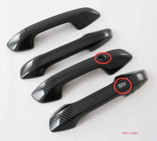 適用: 起亜 フォルテ セラトー K3 BD 2019 2021 2022 GT カーボンファイバー クローム ドア ハンドル カバー トリム ステッカー スタイリング 右ハンドル用 カーボンファイバー 2ホール SR-AA-4007 Car parts|オートパーツエージェンシー2号店