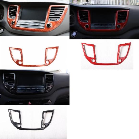 適用: ヒュンダイ/現代/HYUNDAI ツーソン 2015-2018 ABS カーボンファイバー センター エアコン 吹き出し口 カバー トリム イエロー 木目調～ブラック カーボンファイバー SR-AA-4071 Interior parts for cars