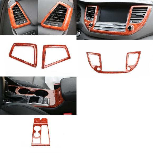 適用: ヒュンダイ/現代/HYUNDAI ツーソン 2015-2018 ABS 木目調 ドア アームレスト ウインドウ リフト スイッチ カバー サイド エアコン カバー～ギア シフト パネル カバー SR-AA-4073 Interior parts for cars