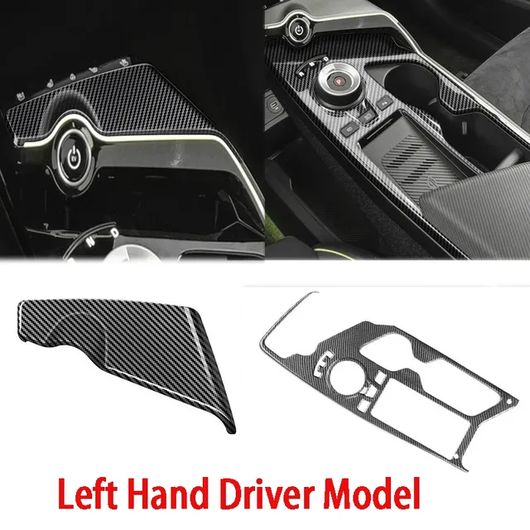 右ハンドル用 左ハンドル用 適用: 起亜 EV6 GT ライン 2021 2022 カーボン センター コンソール ギア シフト パネル カップホルダー ステッカー フレーム カバー 左ハンドル用 2ピース SR-AA-4160 Interior parts for cars