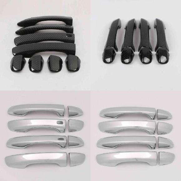 適用: VW フォルクスワーゲン/VOLKSWAGEN ティグアン 2017 2018 2019 MK2 ABS カーボンファイバー サイド ドア ハンドル カバー 2 ホール カーボン~キーホール無し クローム SR-AA-4347 Car parts