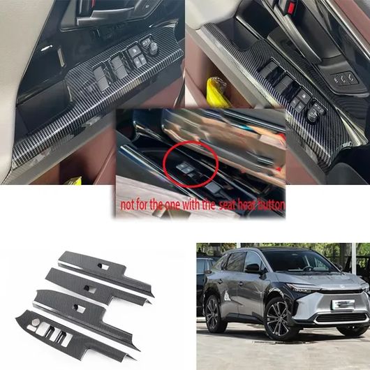 左ハンドル用 適用: トヨタ BZ4X EA10 2022 2023 2024 ABS カーボンファイバー ドア アームレスト ウインドウ リフト スイッチ カバー ギア シフト ウインドウ スイッチ 左ハンドル用 SR-AA-4702 Interior parts for cars