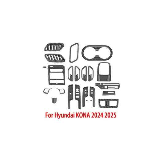 適用: ヒュンダイ/現代/HYUNDAI コナ 2024 2025 ABS カーボンファイバー インテリア アクセサリー ウインドウ ボタン スイッチ ギア パネル フロント リア 通気口 カバー 10種セット SR-AA-4721 Interior parts for cars｜詳細画像