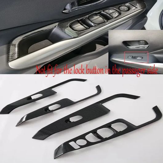 適用: 日産 キックス 2017 2018 2019 2020 2021 ABS カーボンファイバー フロント ドリンクホルダー ウインドウ リフト ボタン-スタイリング インテリア ウインドウ リフト 左ハンドル用 SR-AA-0415 Interior parts for cars