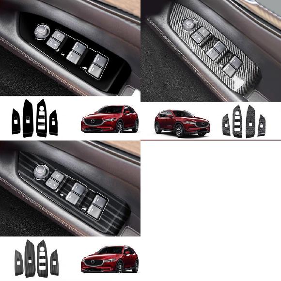 適用: マツダ CX-5 CX5 2017-2022 ABS カーボンファイバー ギア シフト パネル カバー トリム ウインドウ スイッチ ウインドウ スイッチ ブラック～ウインドウ スイッチ 木目調 SR-AA-0414 Interior parts for cars