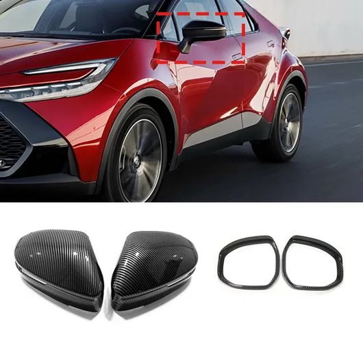 適用: トヨタ CHR C-HR 2024 2025 ABS サイド ドア ミラー 装飾 オーバーレイ スタイリング リア ビュー ミラー バイザー カバー トリム カーボンファイバー A B SR-AA-0609 Interior parts for cars