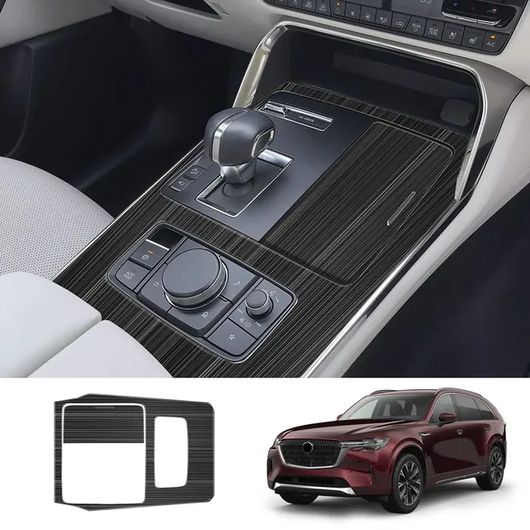 左ハンドル用 適用: マツダ CX-90 CX 90 CX90 2023 2024 2025 ABS センター コンソール ギア シフト ボックス パネル カバー トリム インテリア 装飾 スチール ブラック チタン SR-AA-0631 Interior parts for cars